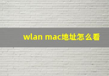 wlan mac地址怎么看